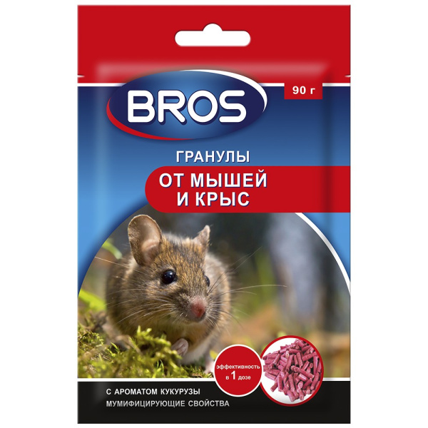 Брос Гранулы от крыс и мышей 90г (20шт)
